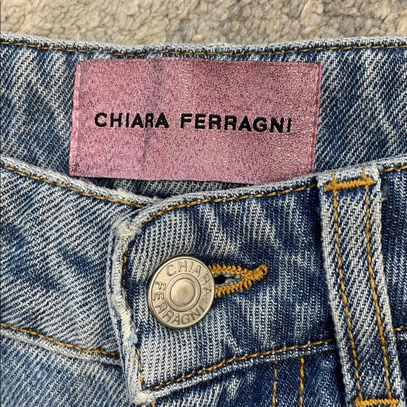 Chiara Ferragni Flirting Pockets Embroidered Slim Jeans Classic Blue Sz 27 - Picture 7 of 12